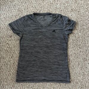 Adidas Women's Black and Gray Striped Tee